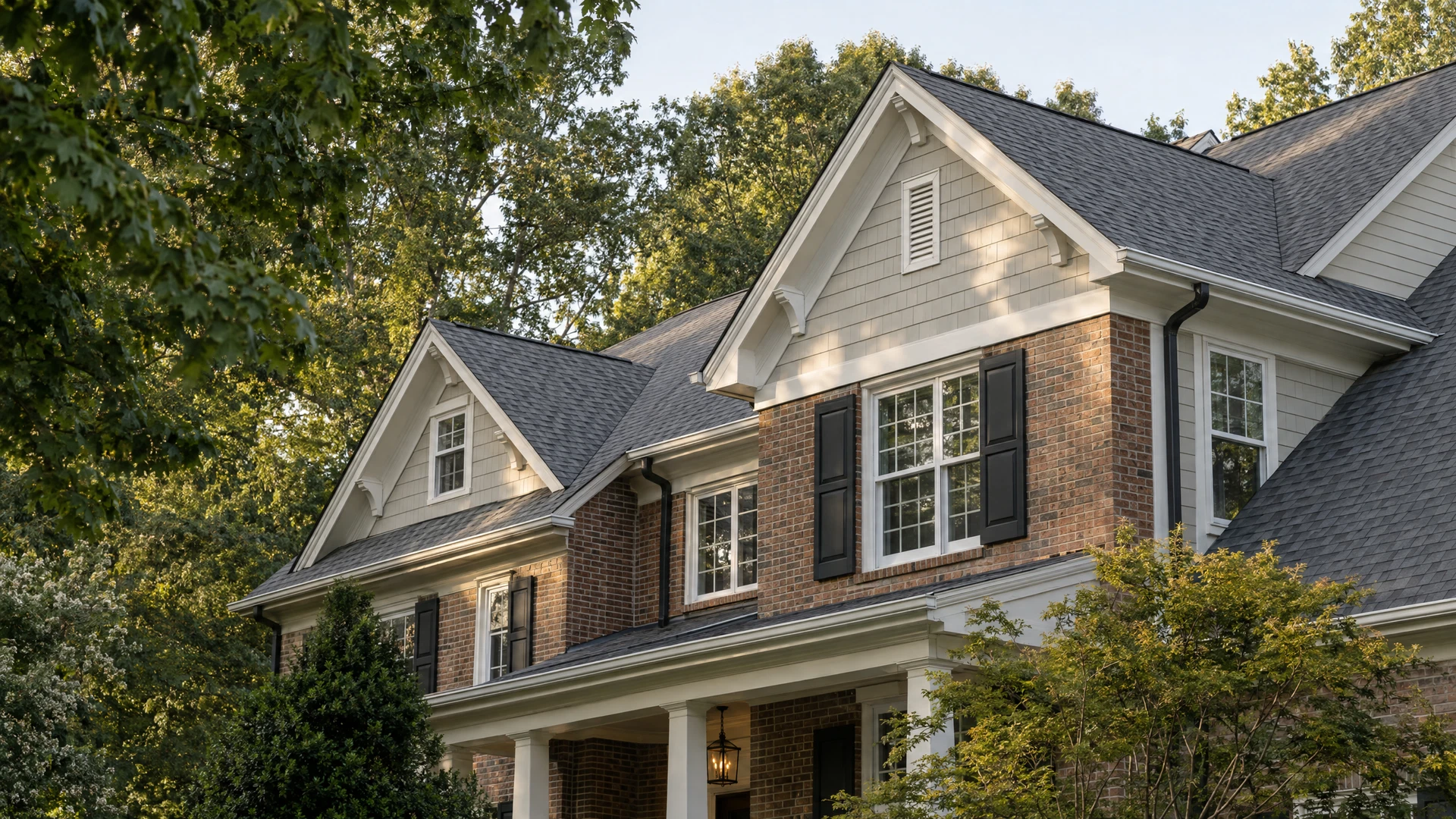 Roofline and upper exterior of a Northern Virginia home
