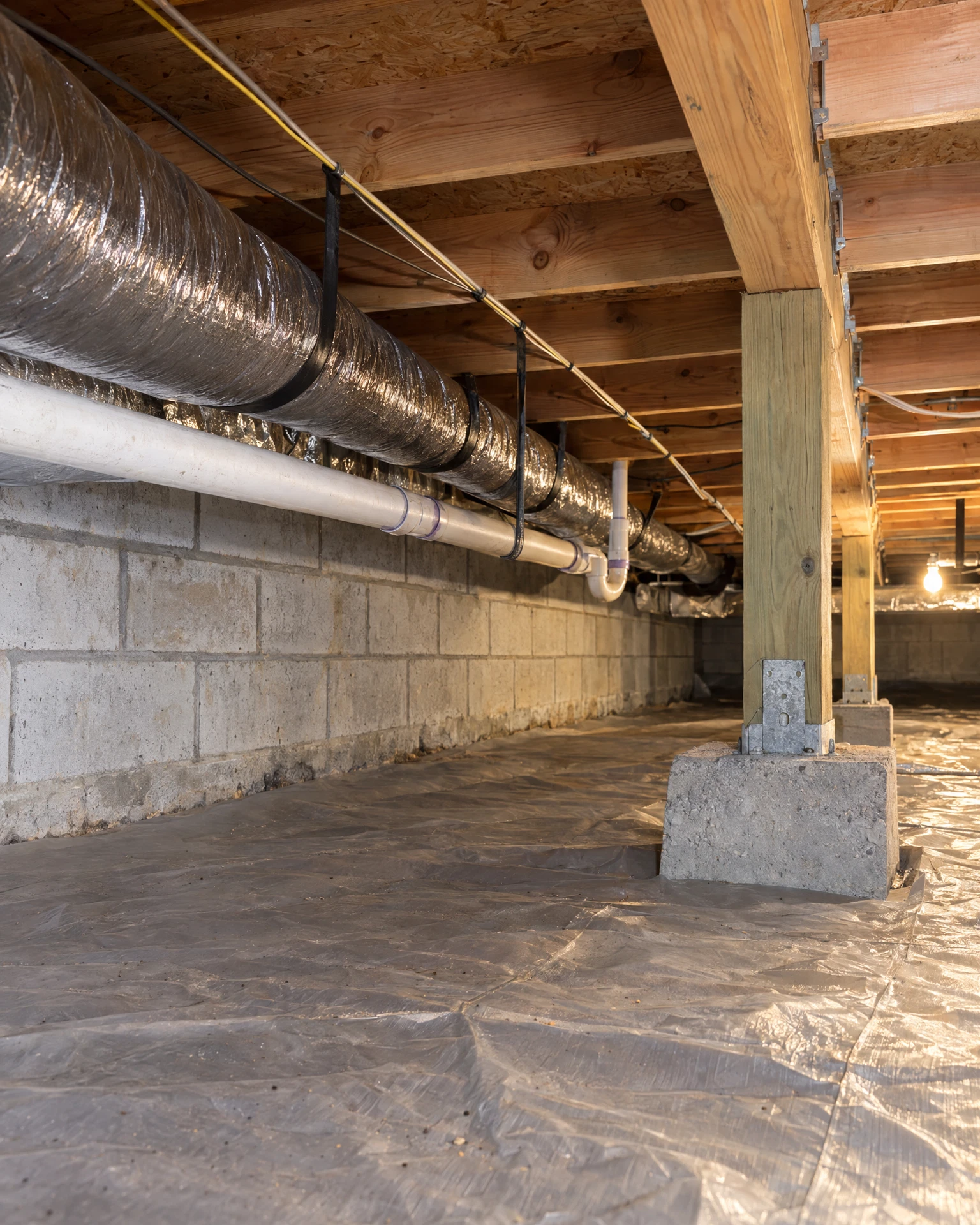 Accessible residential foundation and crawl space